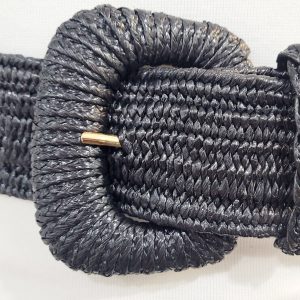 Black Women Rubber Stretch Buckle Belts Size S M