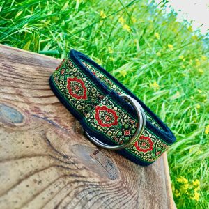 Embroidered Dog Collar, Floral Brocade, Adjustable Pet Collar