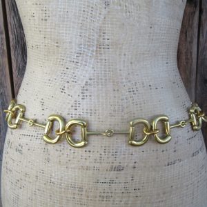 80s 90s Gold Tone Metal Horse Bit Chain Belt | Gold Chain Link Statement Chunky Gold Chain Waist Belt | 28 to 40