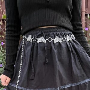 Dead Head Moth Metal Belt, Costume Jewelry, Bug Waist Chain Belt, Creepy Goth Punk Retro Unisex, Whimsigoth Moth Belt, Halloween Accessory