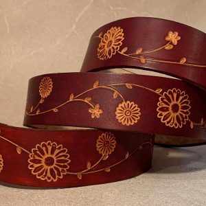 Custom Leather Belt - Tooled Leather Belt - Handmade Leather Belt - Ladies Floral Leather Belt - 1-1/2" Personalized Floral 4 Belt