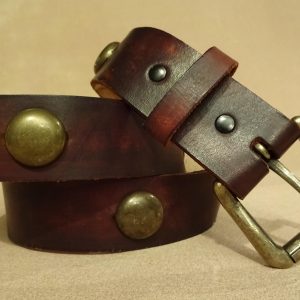 Custom Brown Leather Belt with Studs - Studded Brown Leather Belt - Handmade Leather Belt with Studs - 1-1/2" Leather Belt with Studs