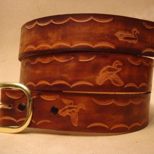 Custom Leather Belt - Tooled Leather Belt - Handmade Leather Belt - Personalized Leather Belt - 1-1/2" Leather Belt - Ducks Fowl