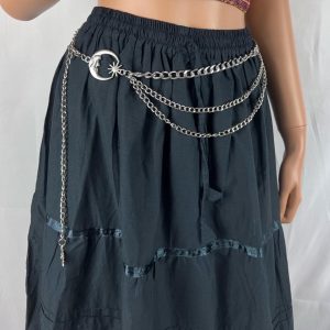 Celestial Moon TripleChain Belt, Costume Jewelry, Boho Hippie Aesthetic Belt, Vintage Vibe Adjustable Metal Waist Chain , Whimsical Belt