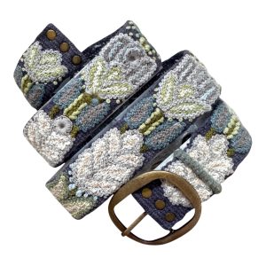 Handmade Embroidered Peruvian Belt, Floral Design - Slate Meadow