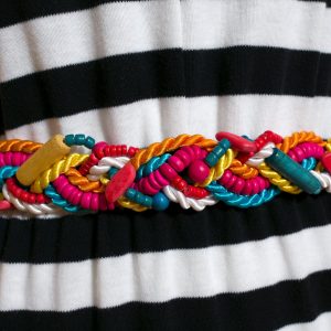 Sculptural Vintage 80s 90s Colorful Twisted Rope & Beads Statement Belt