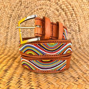 Handmade Maasai Beaded Leather Belt – Multicolor Geometric Tribal Fashion