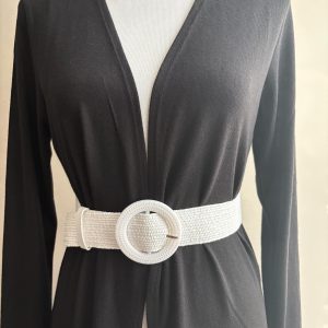 Elegant Straw Elastic Raffia belt for Women, Round Buckle, Suitable for all Outfits