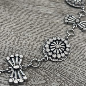 Western Navajo Silver Medallion and Bow Tie Chain Belt