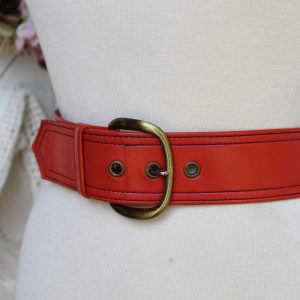 70s Retro Wide Orange Belt/Vintage Large Buckled Modern Style Fashion Belt/Women's Adjustable Statement Belt/Ladies Clothing Accessories