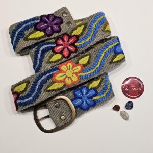 Floral Embroidered Belt – Handmade Peruvian Belt – Boho Woven Belt – Elegant Ethnic Belt – Botanical Design – Gift for Her